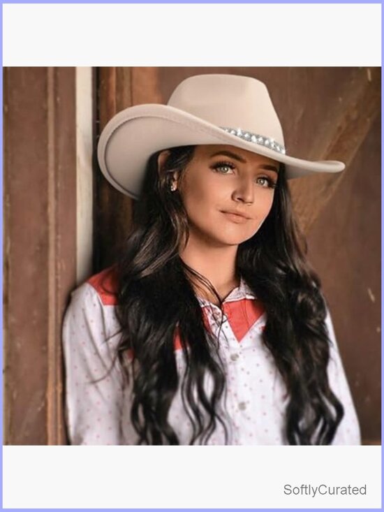 Western Cowboy Hat with Rhinestone Hatband Wide Brim Unisex Fedora main image 2